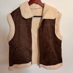 Sherpa suede western jacket vest